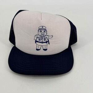 Vintage California Headwear Police Pig Trucker Hat Navy Blue White Snapback‎ 79